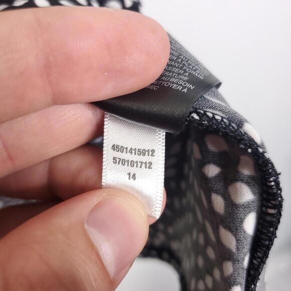 Whbm Top Womens Small Ruffle Front V Neck Short Sleeve Fitted Polka Dots - Picture 9 of 11